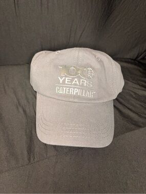 Caterpillar 100 Years Embroidered Gray Baseball Cap